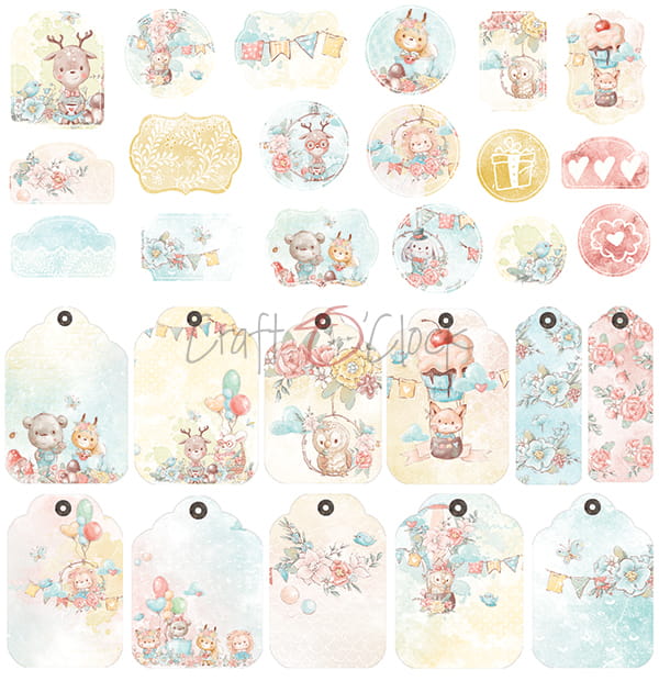 WOODLAND FRIENDS 12" X 12" SET OF PAPERS - CRAFT O'CLOCK