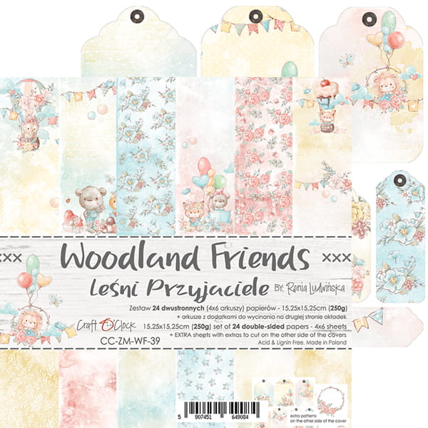 WOODLAND FRIENDS 6" X 6" SET OF PAPERS