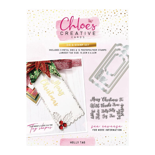 CHLOES CREATIVE CARDS HOLLY TAG DIE & STAMP SET