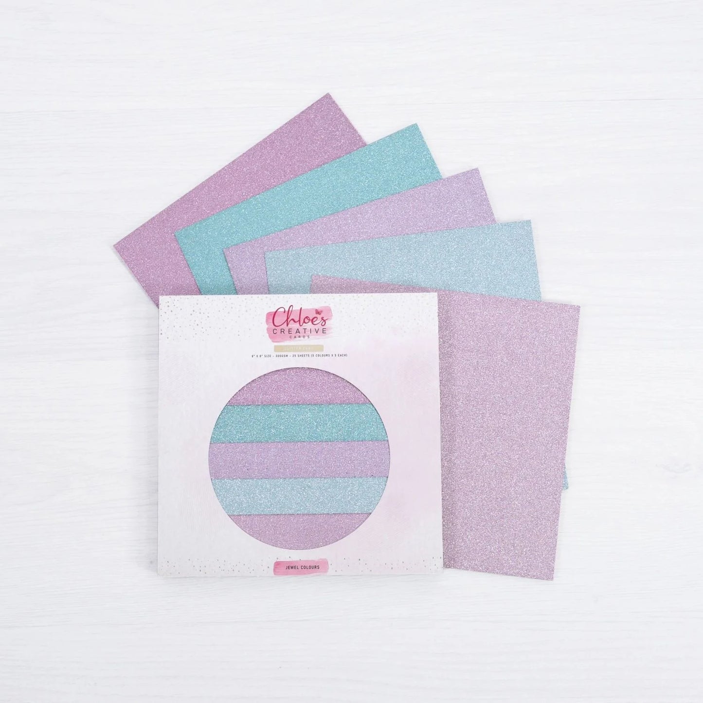 CHLOE'S CREATIVE CARDS GLITTER CARD PAD (8" X 8") - JEWEL COLOURS