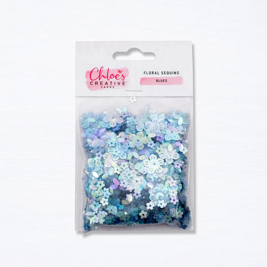 CHLOES CREATIVE CARDS FLORAL SEQUINS - BLUES