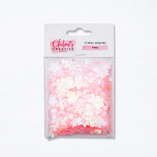 CHLOES CREATIVE CARDS FLORAL SEQUINS - PINKS