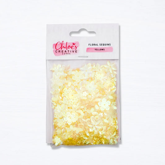 CHLOES CREATIVE CARDS FLORAL SEQUINS - YELLOWS