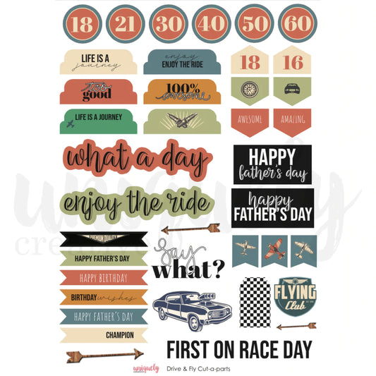 DRIVE & FLY A4 CUT-A-PART SHEET BY UNIQUELY CREATIVE