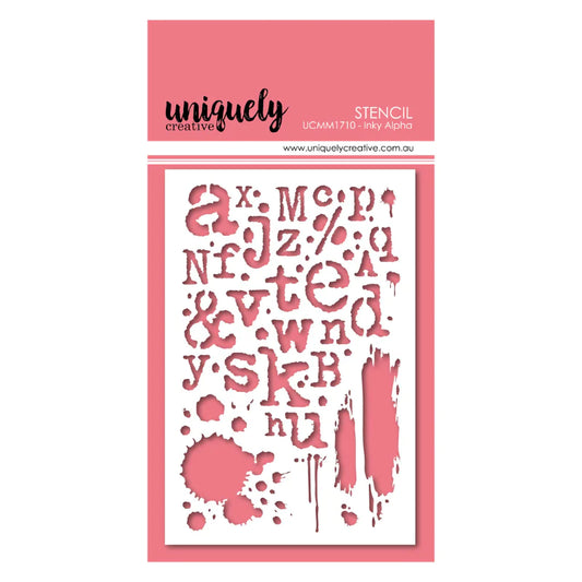 INKY ALPHA STENCIL BY UNIQUELY CREATIVE