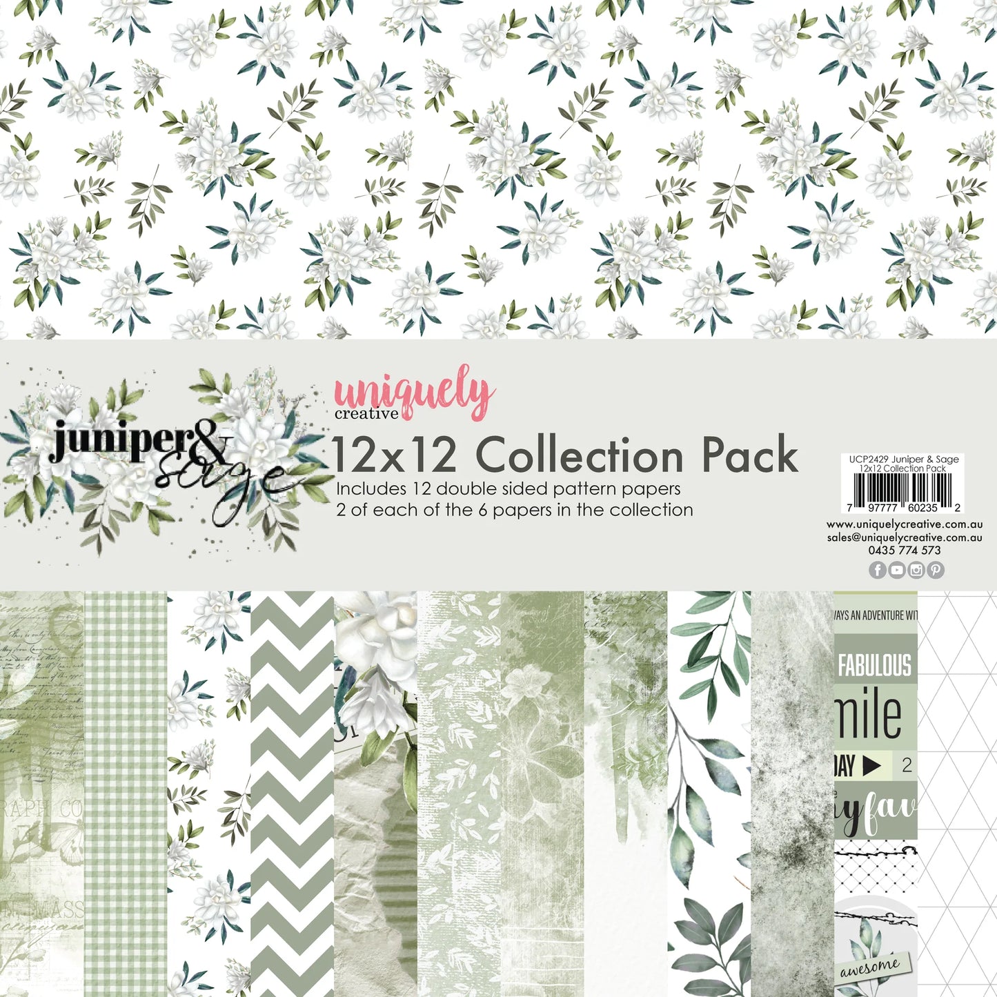 JUNIPER & SAGE 12" x 12" PAPER COLLECTION PACK BY UNIQUELY CREATIVE