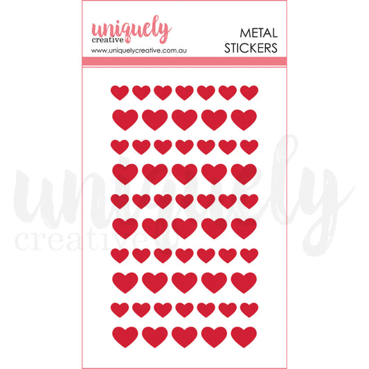 METAL STICKERS - RED HEARTS - BY UNIQUELY CREATIVE