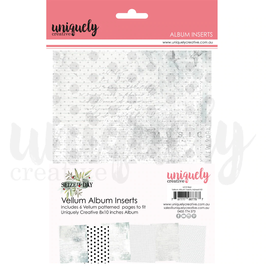 SIEZE THE DAY - ADVENT VELLUM ALBUM INSERTS BY UNIQUELY CREATIVE