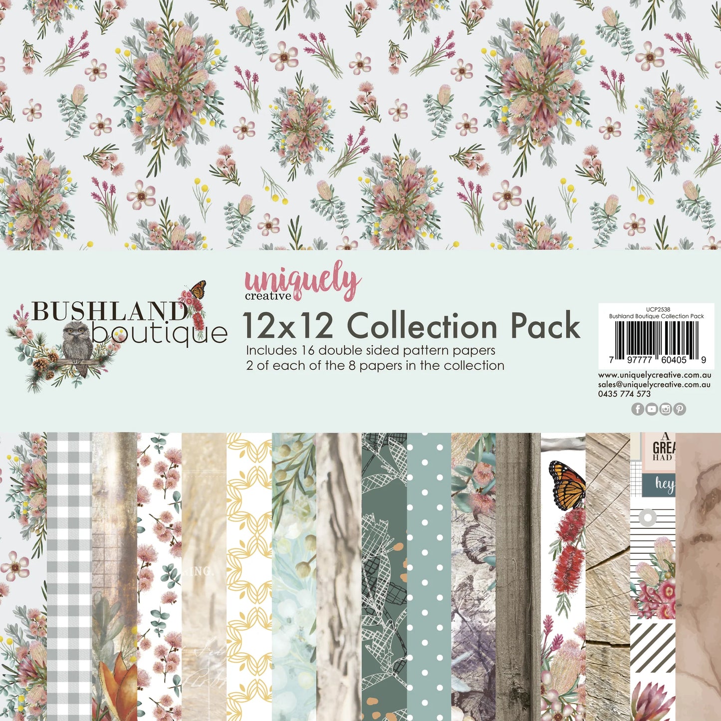 BUSHLAND BOUTIQUE 12" x 12" PAPER COLLECTION PACK BY UNIQUELY CREATIVE