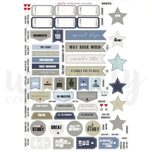 VINTAGE ALBUM A4 CUT-A-PART SHEET BY UNIQUELY CREATIVE