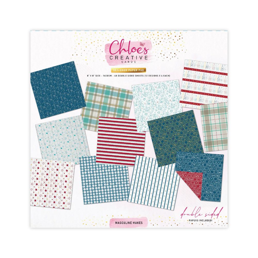 CHLOES CREATIVE CARDS DESIGNER 8" X 8" MINI PAPER PACK - MASCULINE MAKES