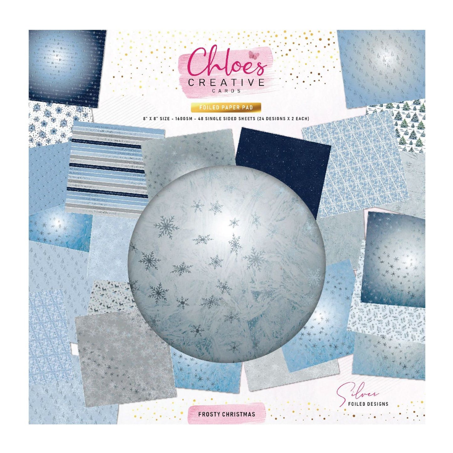 CHLOES CREATIVE CARDS - FROSTY CHRISTMAS - 8" X 8" FOILED MINI PAPER PACK