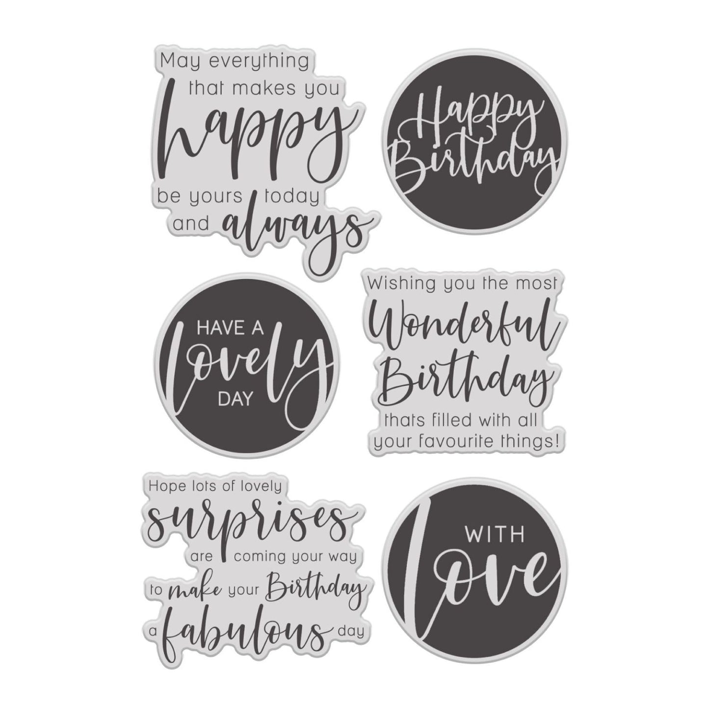 STAMPS BY CHLOE HAPPY BIRTHDAY SENTIMENTS CLEAR PHOTOPOLYMER STAMP