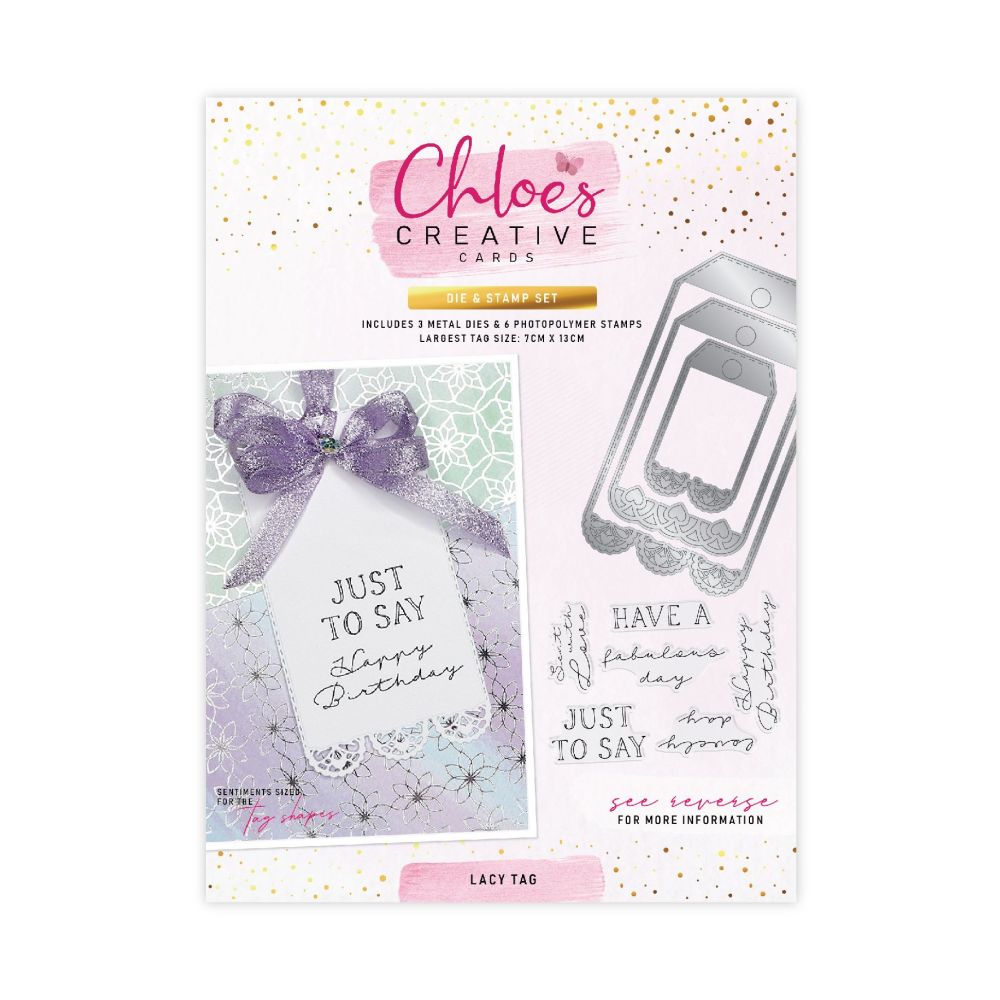 CHLOES CREATIVE CARDS LACY TAG DIE & STAMP SET