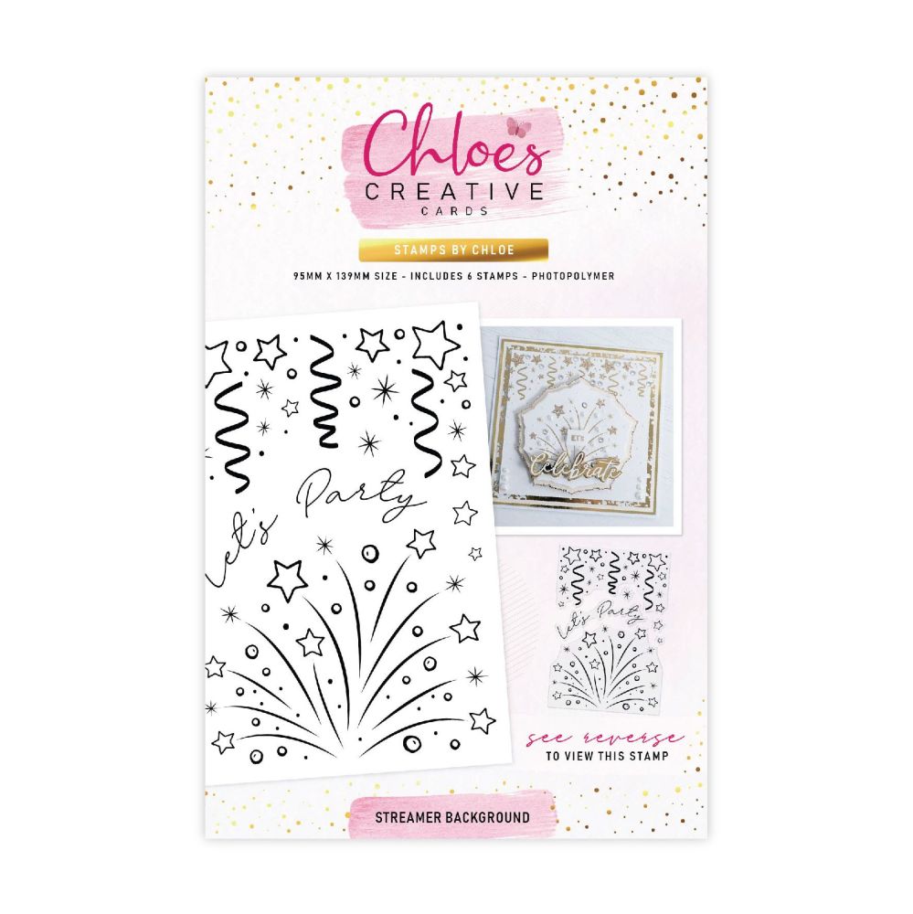 CHLOES CREATIVE CARDS PHOTOPOLYMER STAMP SET (A6) - STREAMER BACKGROUND
