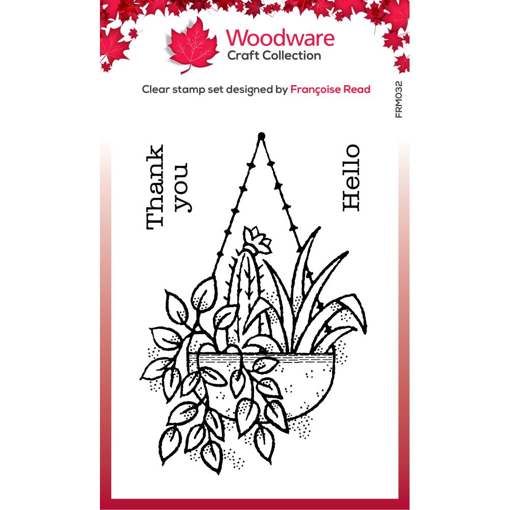 WOODWARE CLEAR STAMP FRM032 HANING BASKET 3.8" X 2.6"