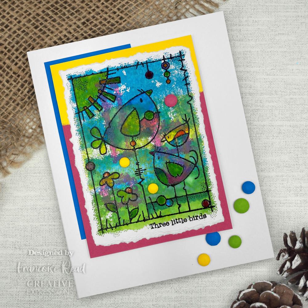 WOODWARE CLEAR STAMP FRS956 THREE LITTLE BIRDS 4" X 6"