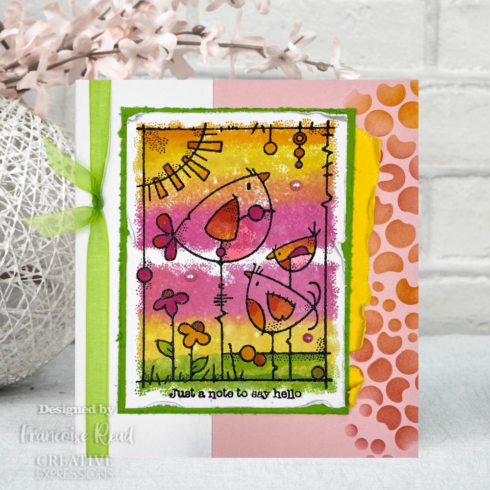 WOODWARE CLEAR STAMP FRS956 THREE LITTLE BIRDS 4" X 6"