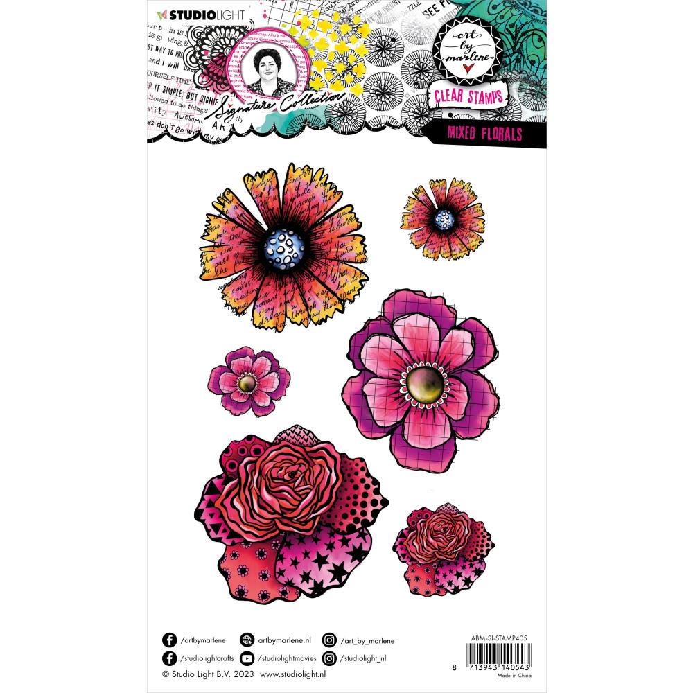 ART BY MARLENE SIGNATURE COLLECTION CLEAR STAMP SET - MIXED FLORALS - BY STUDIO LIGHT