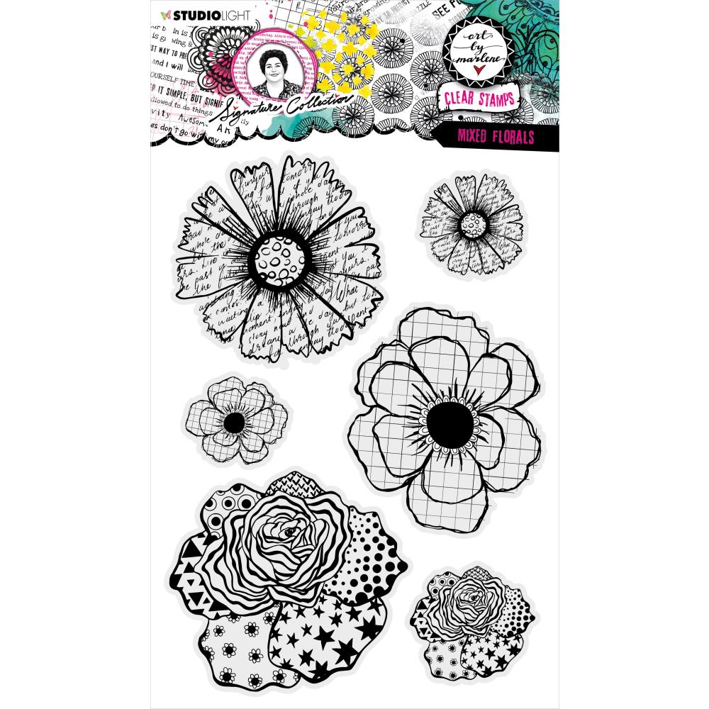 ART BY MARLENE SIGNATURE COLLECTION CLEAR STAMP SET - MIXED FLORALS - BY STUDIO LIGHT