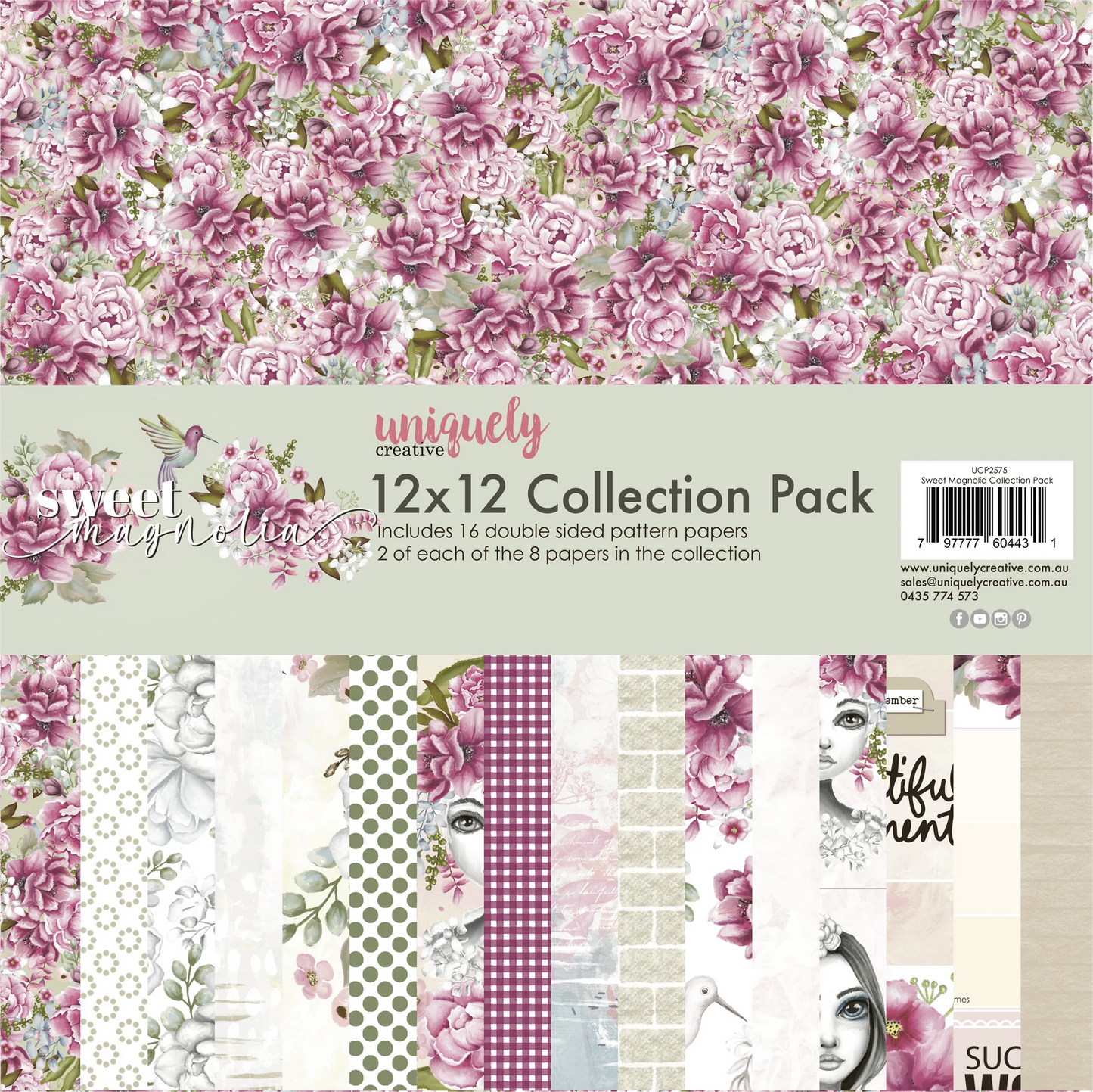 SWEET MAGNOLIA 12" x 12" PAPER COLLECTION PACK BY UNIQUELY CREATIVE