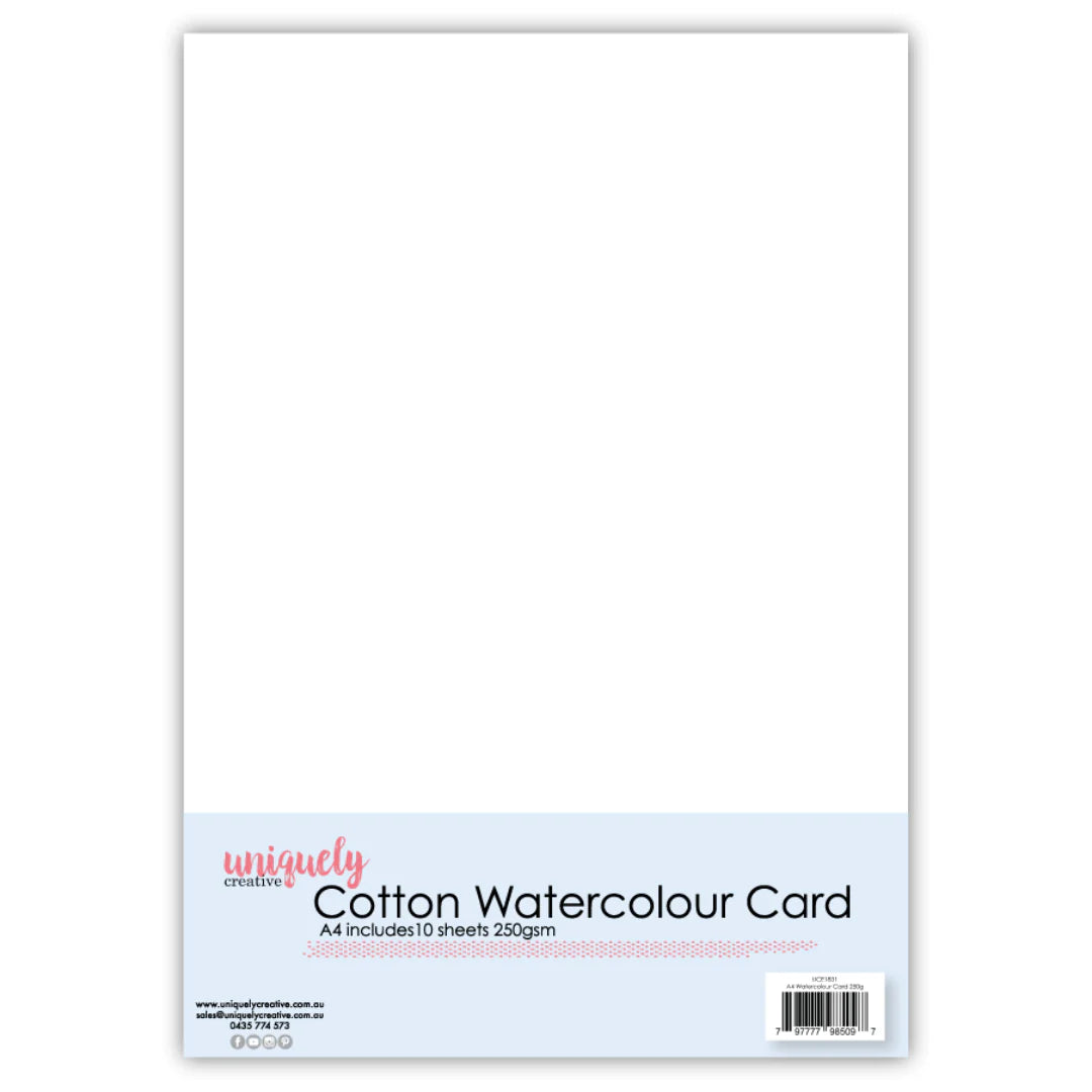 A4 COTTON WATERCOLOUR CARD 250GSM X 10 SHEETS