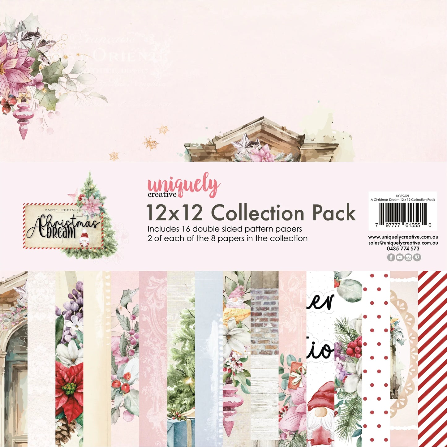 A CHRISTMAS DREAM 12" x 12" PAPER COLLECTION PACK BY UNIQUELY CREATIVE