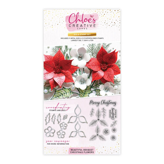 CHLOES CREATIVE CARDS DIE & STAMP SET - BEAUTIFUL BOUQUET CHRISTMAS FLOWERS