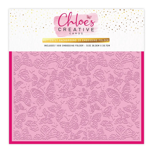 CHLOES CREATIVE CARDS BUTTERFLY BACKGROUND 8"x 8" 2D EMBOSSING FOLDER