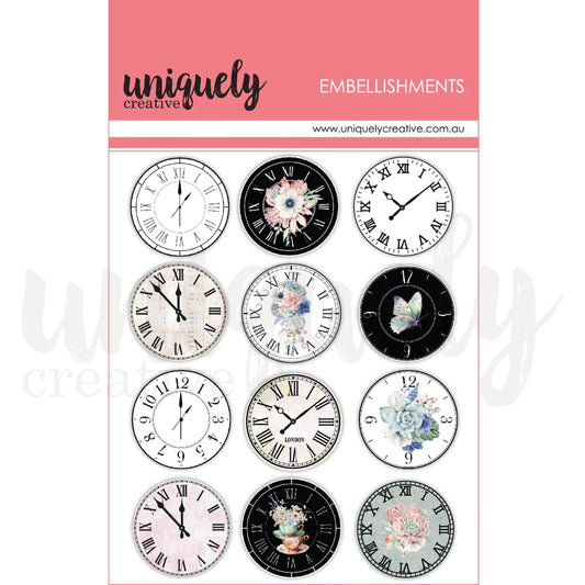 BLOSSOM & BLOOM WOODEN CLOCK EMBELLISHMENT PACK BY UNIQUELY CREATIVE