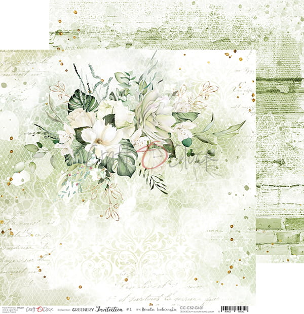 GREENERY INVITATION 12" X 12" SET OF PAPERS - CRAFT O'CLOCK