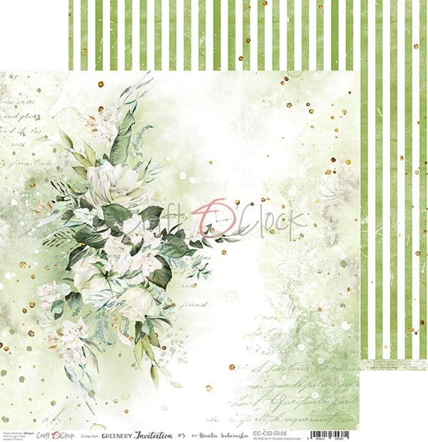 GREENERY INVITATION 12" X 12" SET OF PAPERS - CRAFT O'CLOCK