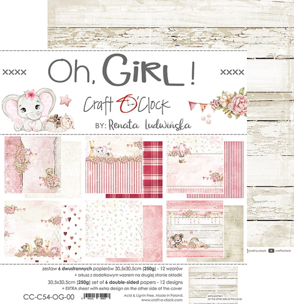 OH, GIRL! 12" X 12" SET OF PAPERS - CRAFT O'CLOCK