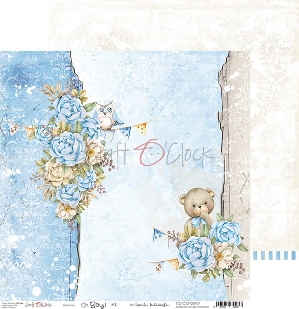 OH, BOY! 12" X 12" SET OF PAPERS - CRAFT O'CLOCK