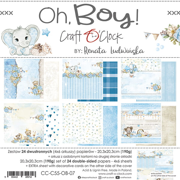 OH, BOY! 8" X 8" SET OF PAPERS