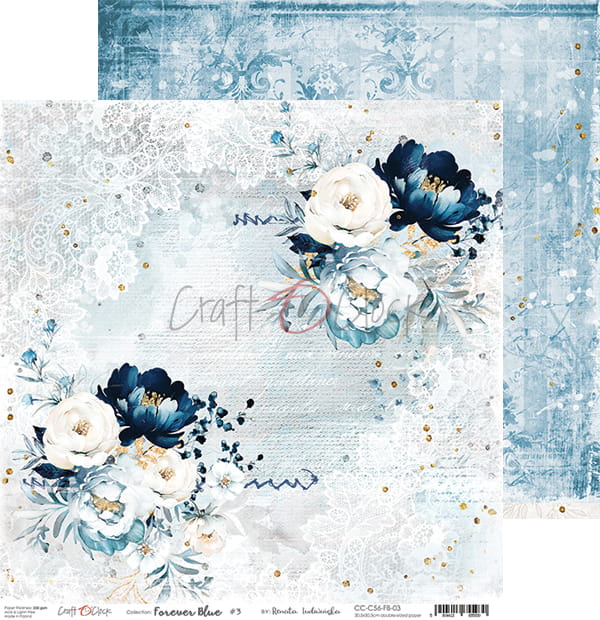 FOREVER BLUE 12" X 12" SET OF PAPERS - CRAFT O'CLOCK