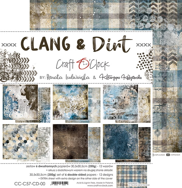 CLANG & DIRT 12" X 12" SET OF PAPERS - CRAFT O'CLOCK