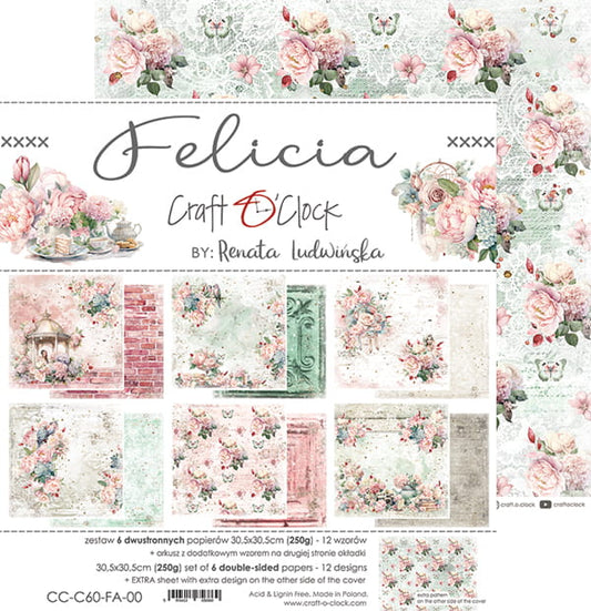 FELICIA 12" X 12" SET OF PAPERS - CRAFT O'CLOCK