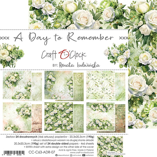 A DAY TO REMEMBER 8" X 8" SET OF PAPERS - CRAFT O'CLOCK