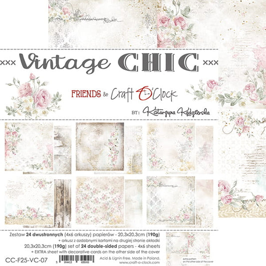 VINTAGE CHIC 8" X 8" SET OF PAPERS