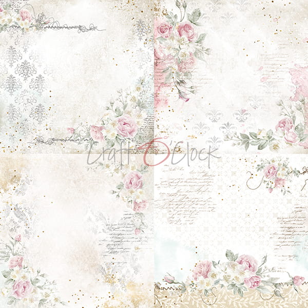 VINTAGE CHIC 8" X 8" SET OF PAPERS