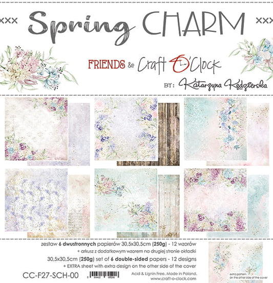 SPRING CHARM 12" X 12" SET OF PAPERS - CRAFT O'CLOCK