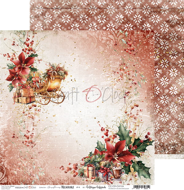 CHRISTMAS TREASURE 12" X 12" SET OF PAPERS - CRAFT O'CLOCK