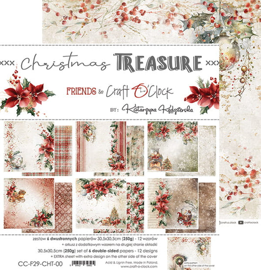 CHRISTMAS TREASURE 12" X 12" SET OF PAPERS - CRAFT O'CLOCK