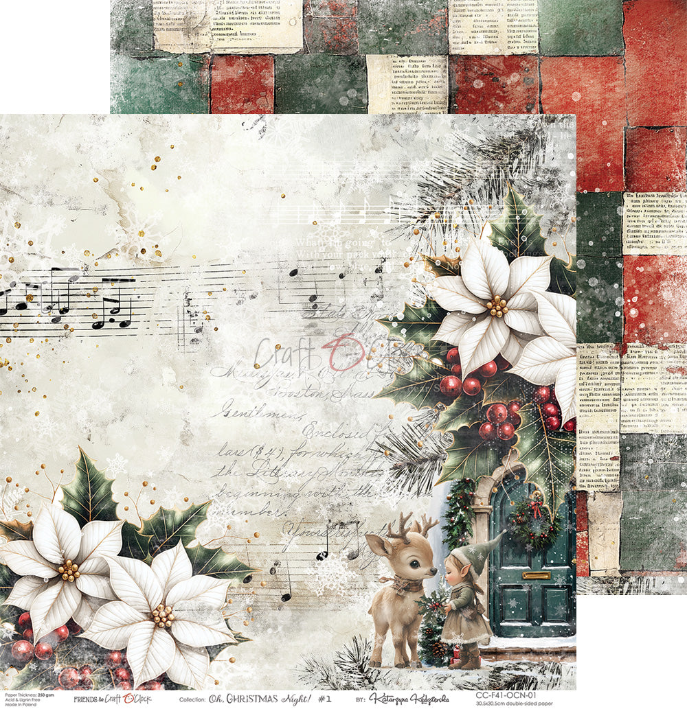 OH, CHRISTMAS NIGHT! 12" X 12" SET OF PAPERS - CRAFT O'CLOCK