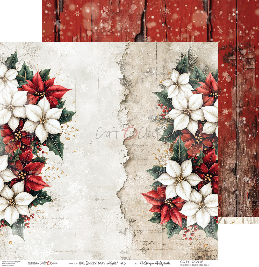OH, CHRISTMAS NIGHT! 12" X 12" SET OF PAPERS - CRAFT O'CLOCK