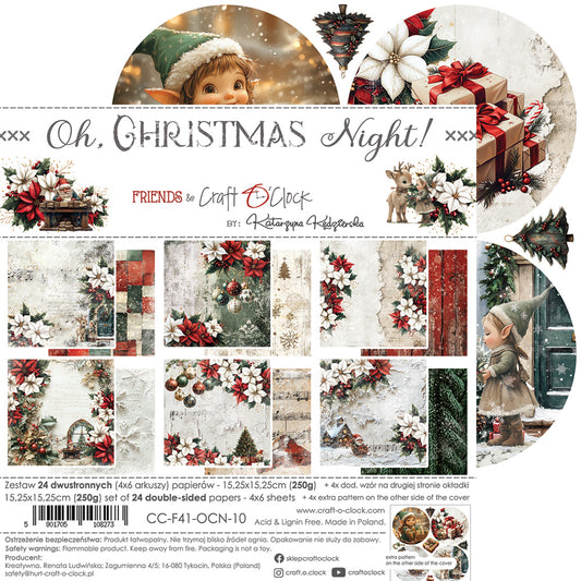 OH, CHRISTMAS NIGHT! 6" X 6" MINI SET OF PAPERS -  CRAFT O'CLOCK