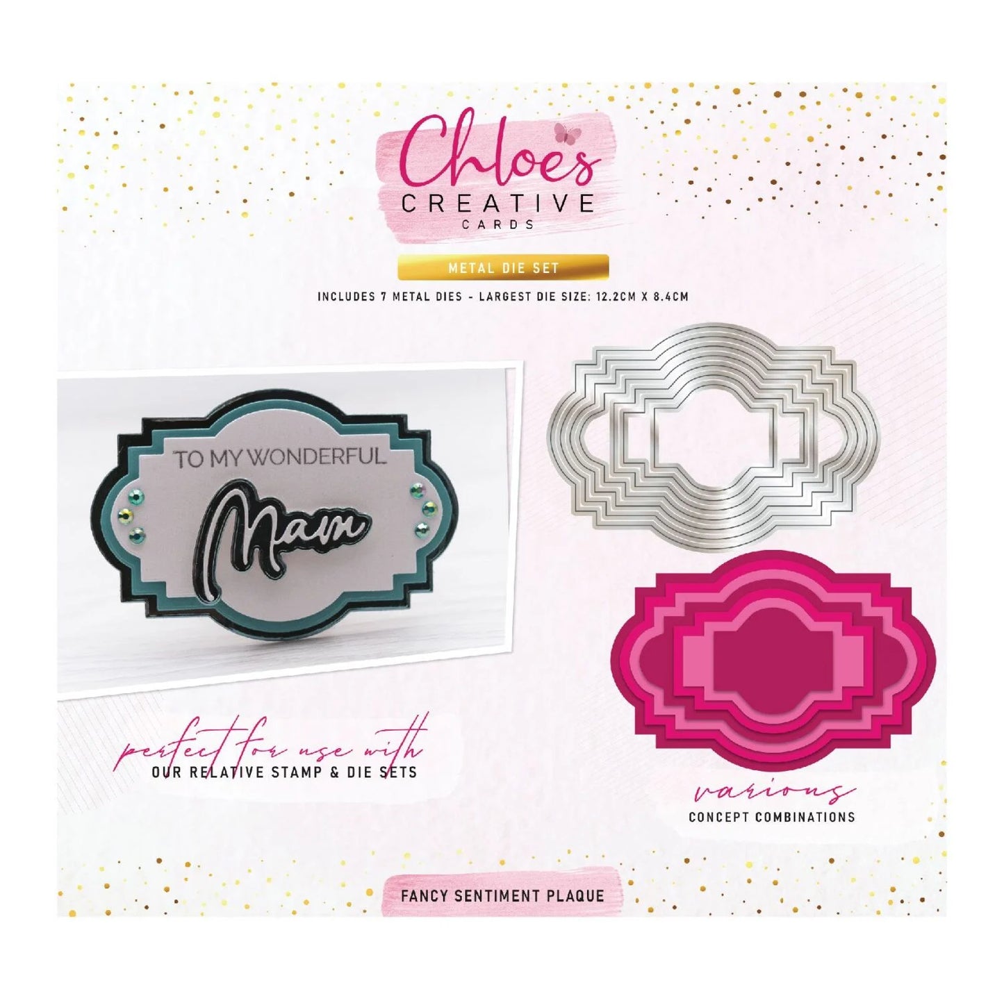 CHLOES CREATIVE CARDS METAL DIE SET - FANCY SENTIMENT PLAQUE