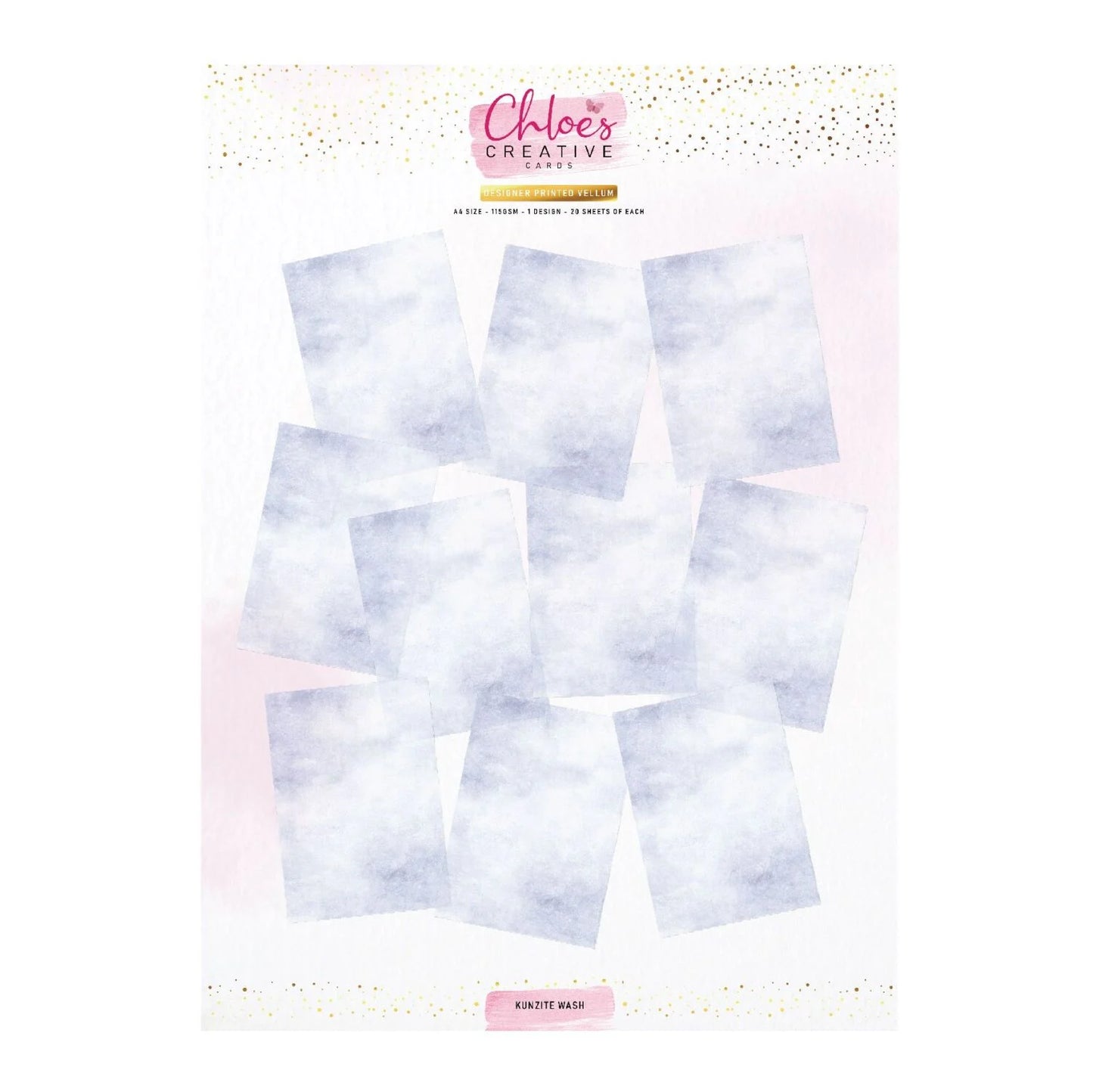 CHLOES CREATIVE CARDS DESIGNER PRINTED A4 VELLUM - KUNZITE WASH