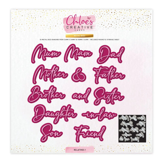 CHLOES CREATIVE CARDS METAL DIE SET - RELATIVES 1